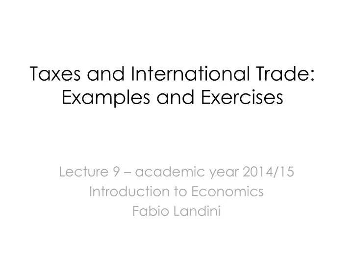 taxes and international trade examples and exercises