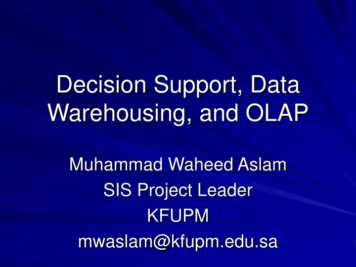 decision support data warehousing and olap