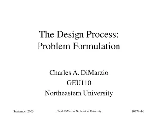 The Design Process:  Problem Formulation