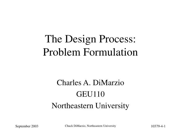 the design process problem formulation