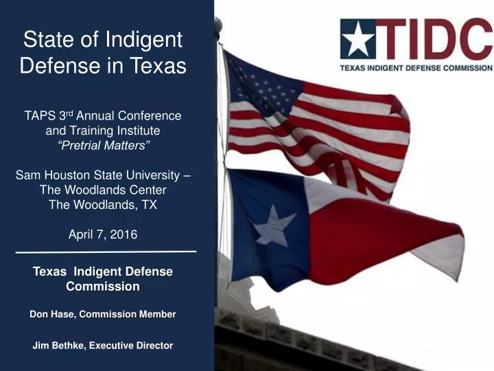 state of indigent defense in texas taps