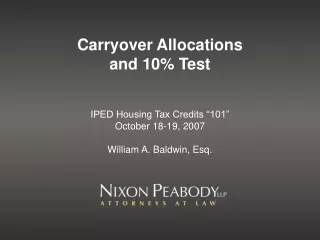 Carryover Allocations  and 10% Test