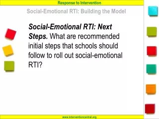 Social-Emotional RTI: Building the Model