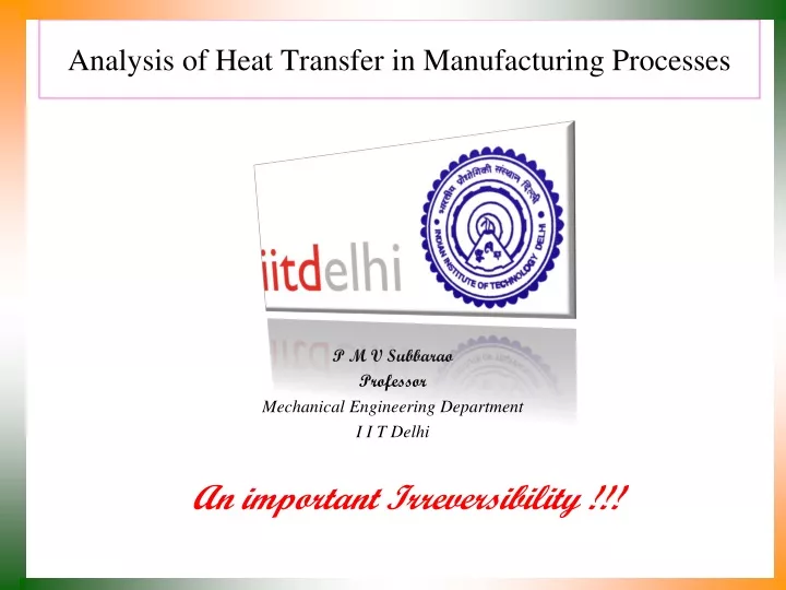 analysis of heat transfer in manufacturing processes