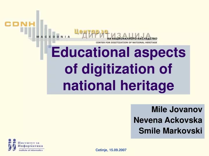 educational aspects of digitization of national heritage