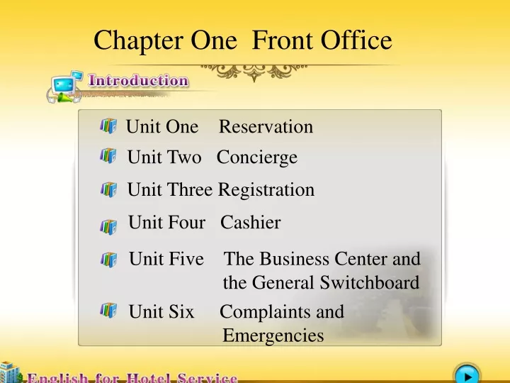chapter one front office
