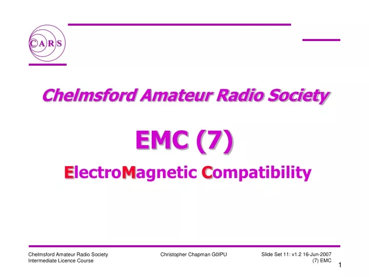 chelmsford amateur radio society emc 7 e lectro m agnetic c ompatibility