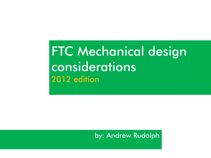 ftc mechanical design considerations 2012 edition