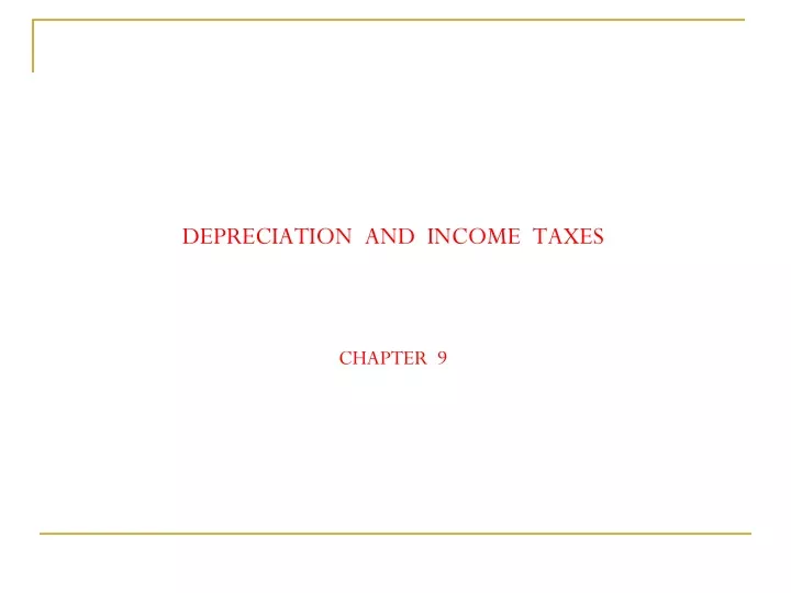 depreciation and income taxes chapter 9