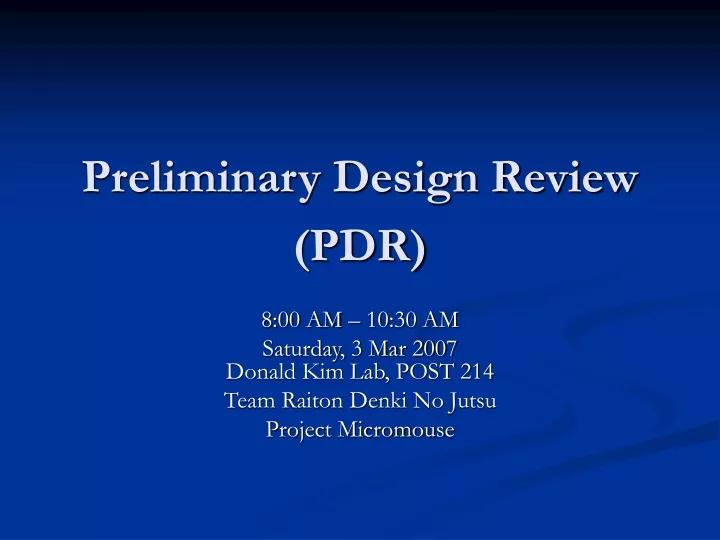 preliminary design review pdr