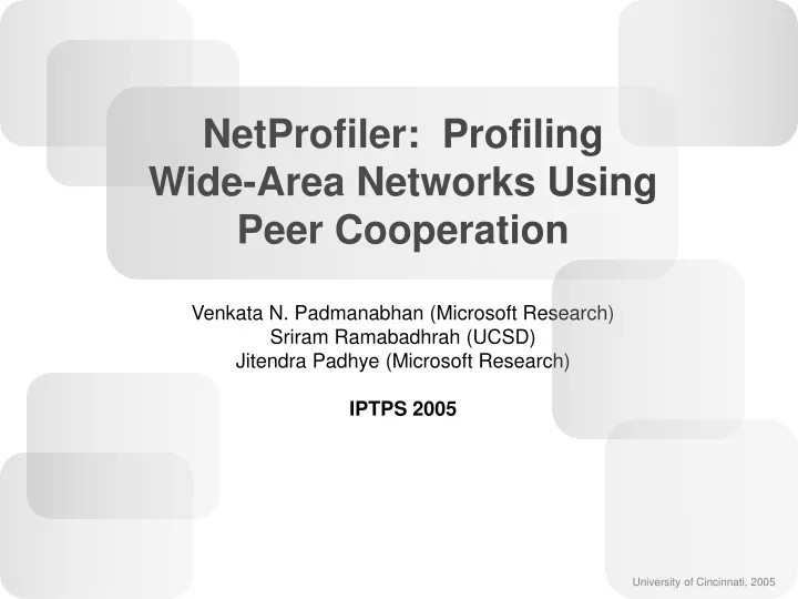 netprofiler profiling wide area networks using