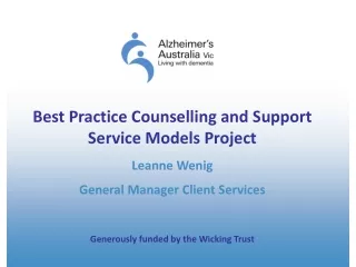 Best Practice Counselling and Support Service Models Project Leanne Wenig