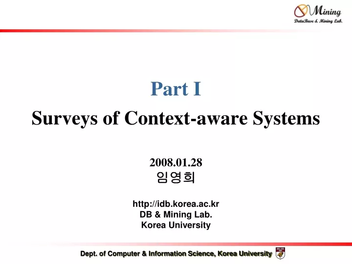 part i surveys of context aware systems