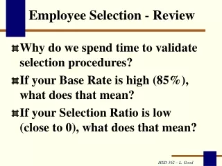 Employee Selection - Review