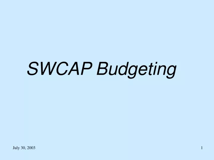 swcap budgeting