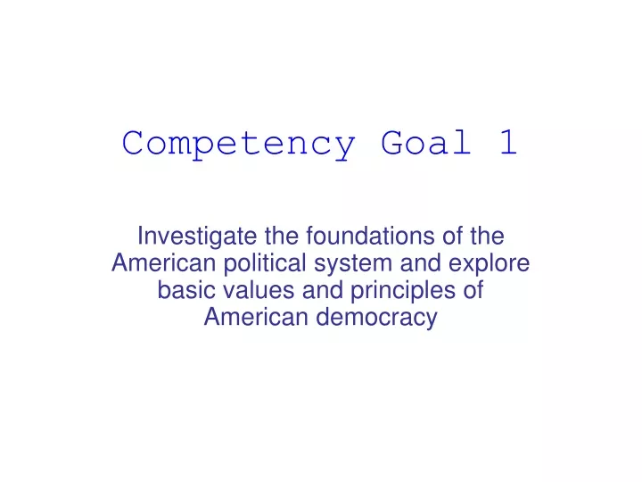 competency goal 1