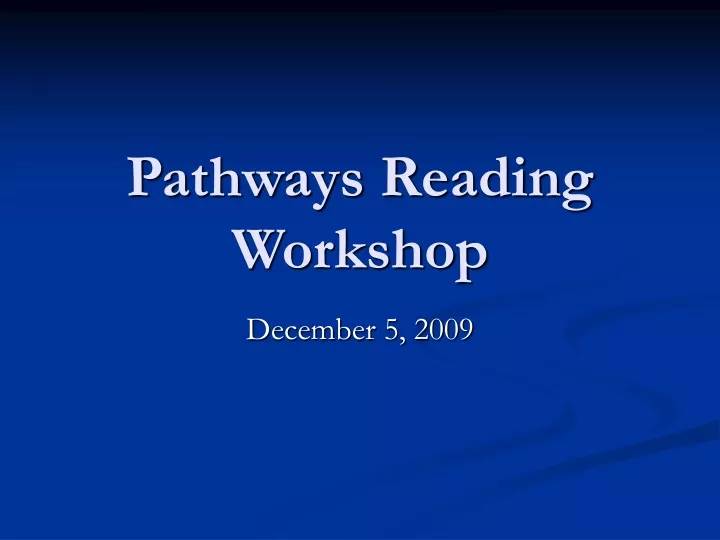 pathways reading workshop