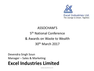 ASSOCHAM’S 5 th  National Conference &amp; Awards on Waste to Wealth 30 th  March 2017