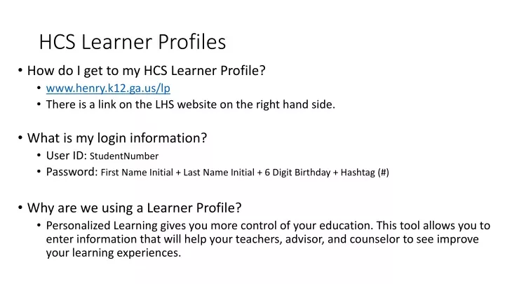 hcs learner profiles