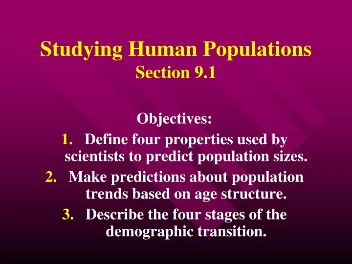studying human populations section 9 1