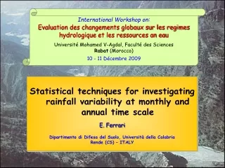 Statistical techniques for investigating rainfall variability at monthly and annual time scale