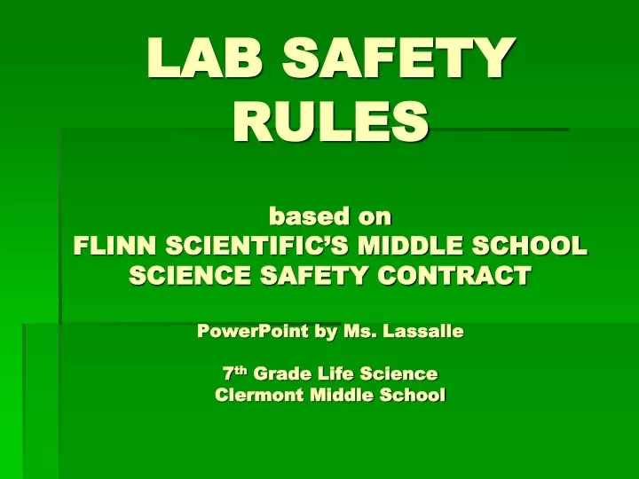 lab safety rules based on flinn scientific