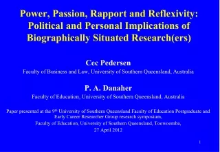Cec Pedersen Faculty of Business and Law, University of Southern Queensland, Australia