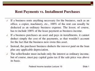 Rent Payments vs. Installment Purchases