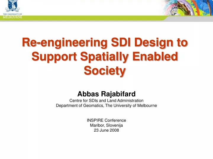re engineering sdi design to support spatially enabled society