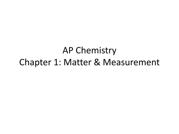 ap chemistry chapter 1 matter measurement