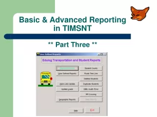 Basic &amp; Advanced Reporting in TIMSNT ** Part Three **