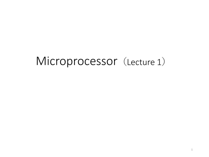 microprocessor lecture 1