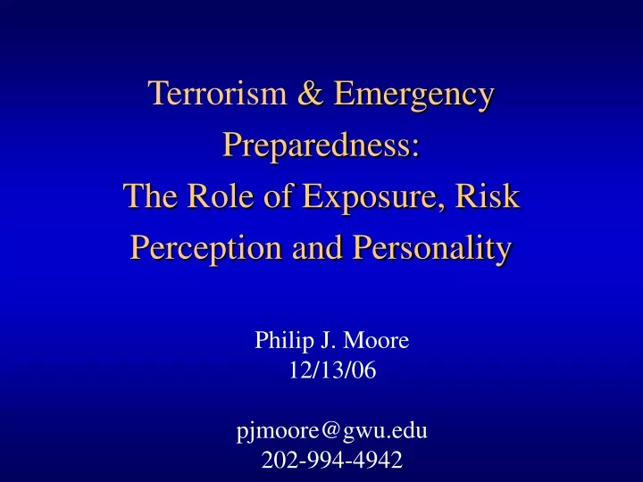 terrorism emergency preparedness the role of exposure risk perception and personality