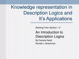 Knowledge representation in Description Logics and  It’s Applications