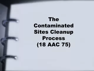The Contaminated Sites Cleanup Process  (18 AAC 75)
