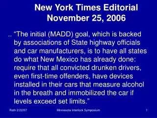 New York Times Editorial  November 25, 2006