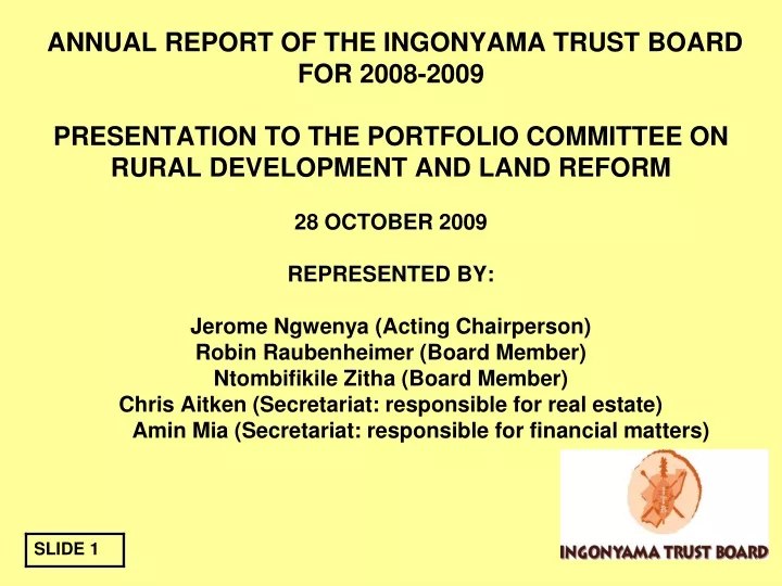 annual report of the ingonyama trust board