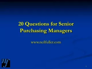 20 Questions for Senior Purchasing Managers