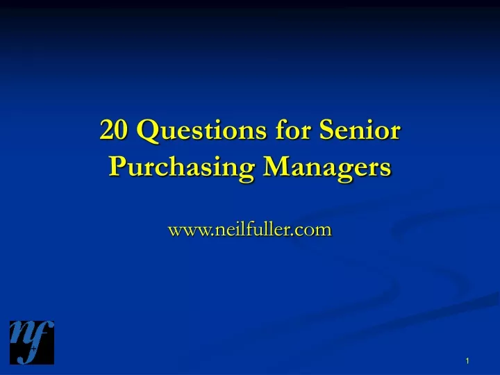 20 questions for senior purchasing managers