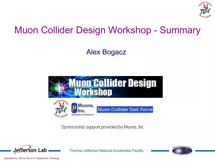muon collider design workshop summary