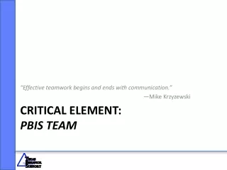 Critical Element: PBIS Team