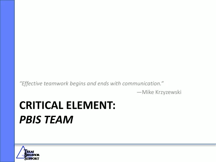 critical element pbis team