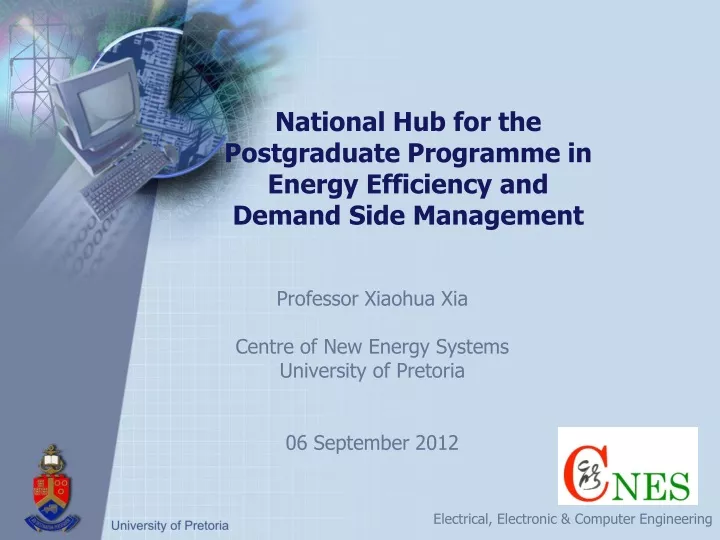 national hub for the postgraduate programme in energy efficiency and demand side management