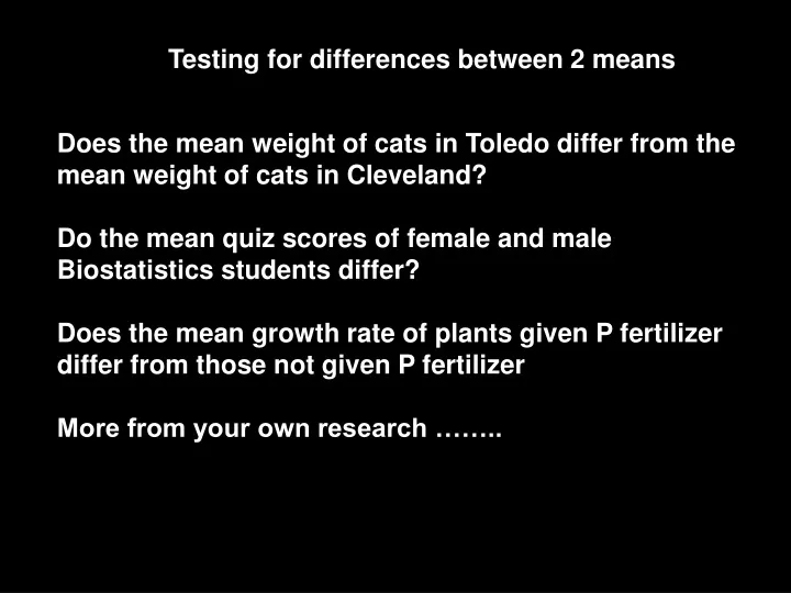 testing for differences between 2 means