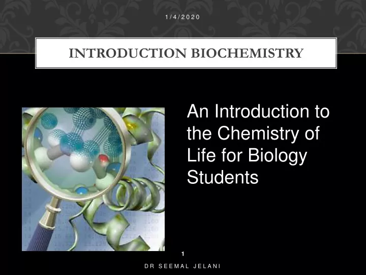 introduction biochemistry
