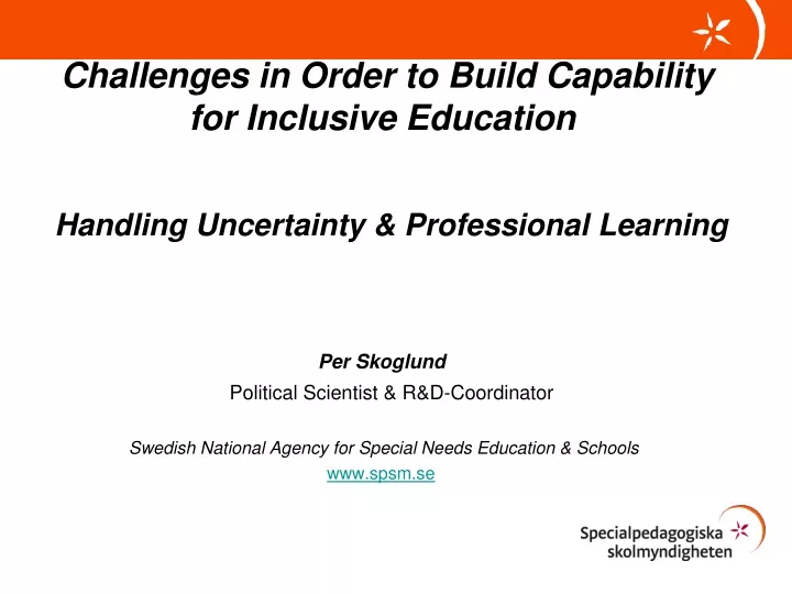 challenges in order to build capability for inclusive education