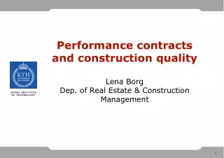 performance contracts and construction quality lena borg dep of real estate construction management