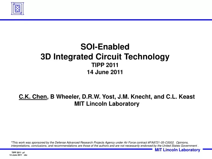 soi enabled 3d integrated circuit technology tipp