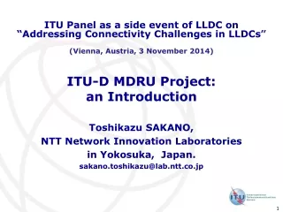 ITU-D MDRU Project:  an Introduction