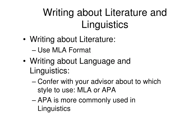 writing about literature and linguistics